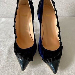 New Arfango Firenze deep blue velvet/glitter stilettos. Made in Italy. Size 36.